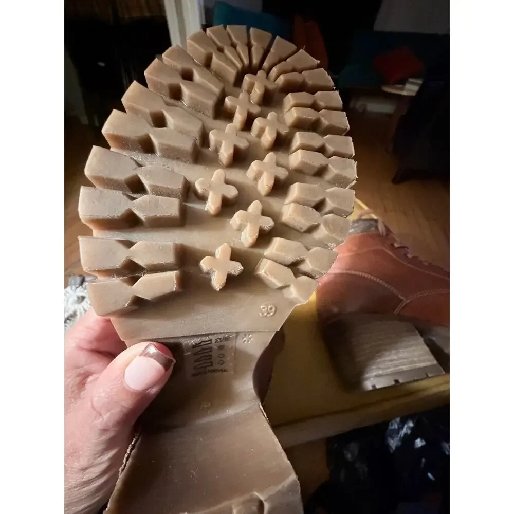 Bullboxer Brown Lace Up Heeled Ankle Boots Lug Sole Size 39